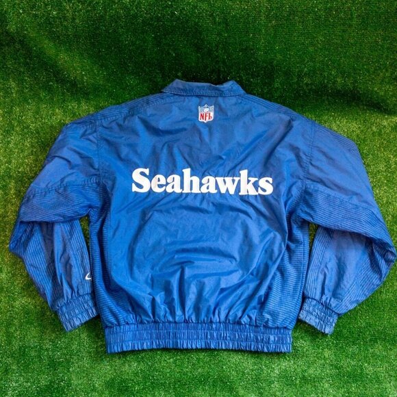 VINTAGE LOGO ATHLETIC PRO LINE NFL SEAHAWKS MENS JACKET SPELL OUT 90S SIZE L - Picture 4 of 8